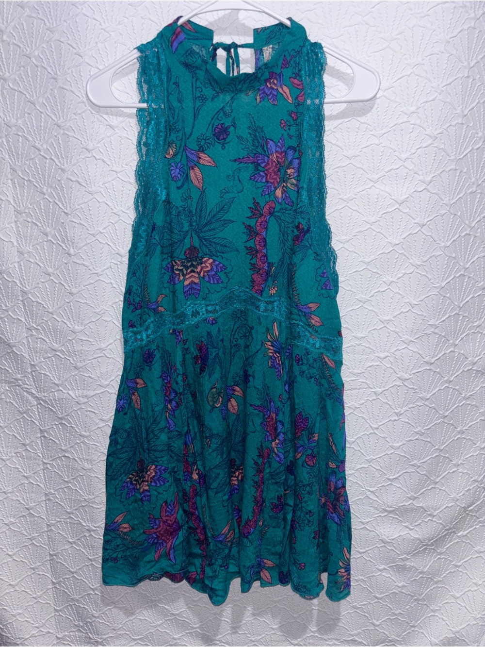 Free People Intimately M Green Floral Lace Midi Slip Dress Boho